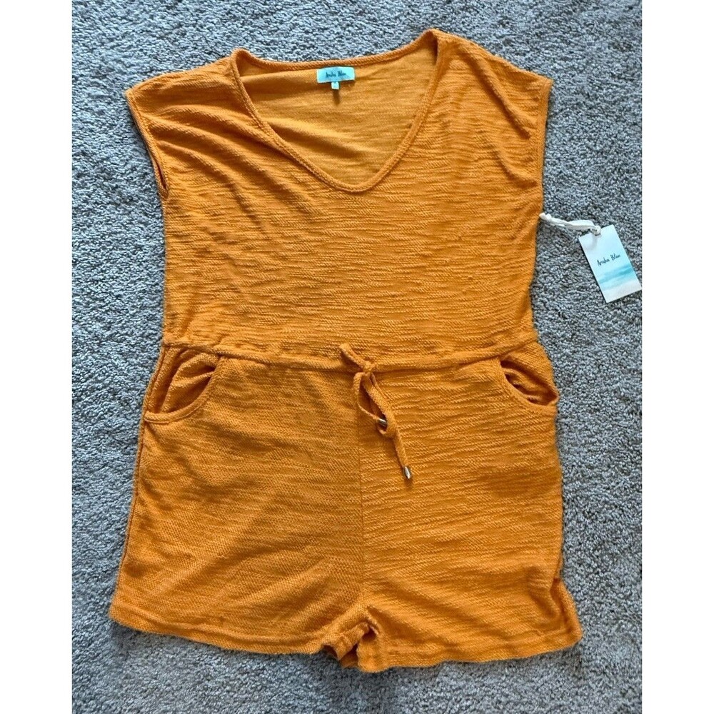 Aruba Blue Romper Dark Yellow Women’s Medium Beach Travel NWT SEE PICS